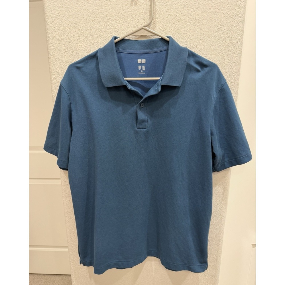 Mens Uniqlo Teal Airism Cotton Pique Polo Shirt XL Closet Basic Preppy